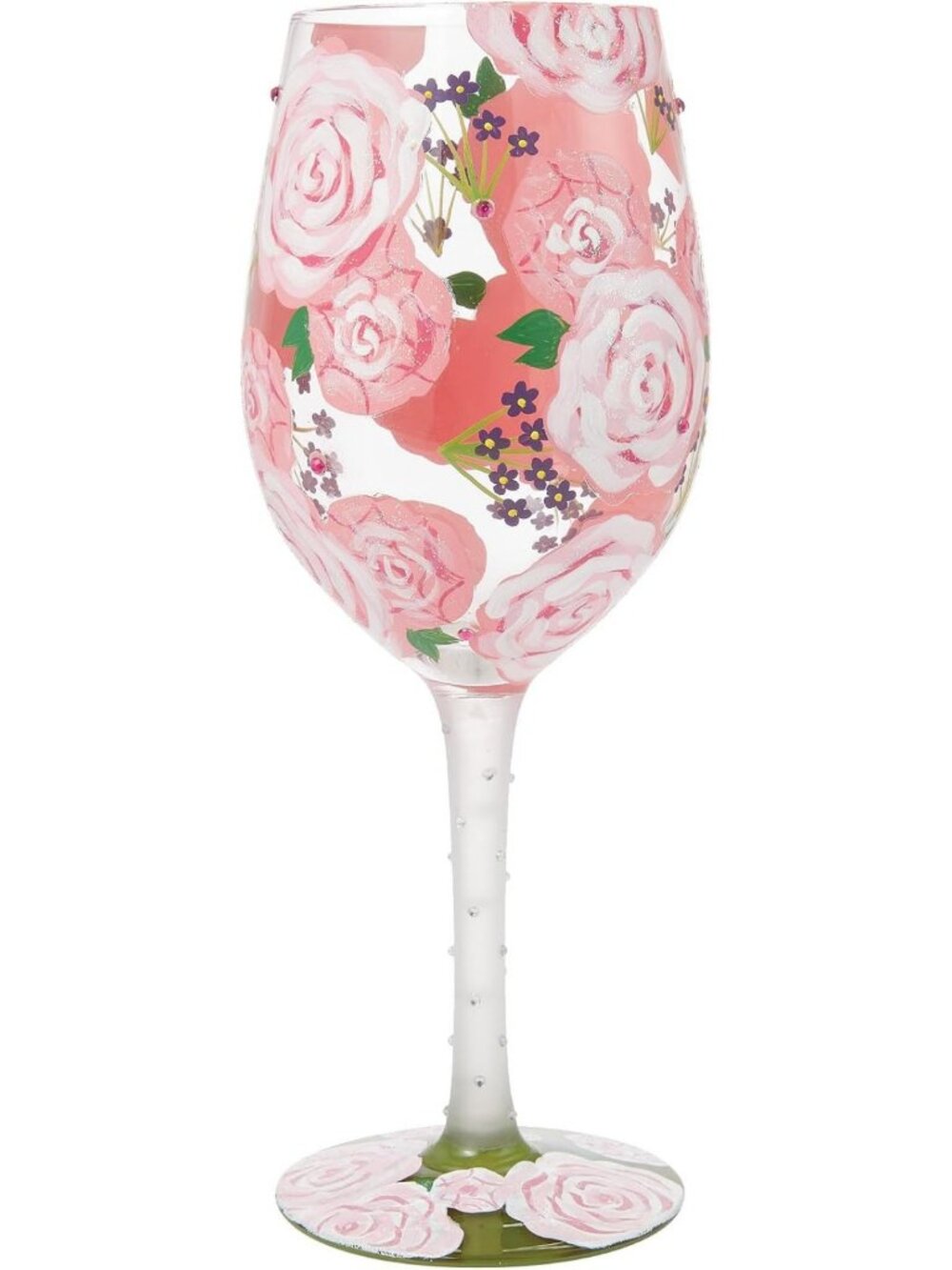 Hand-Painted Floral Wine Glass, 15oz Artisan Design, Pretty Peony Decor